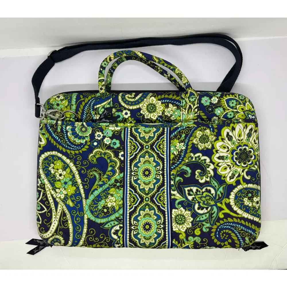 Vera Bradley Hard Shell Laptop Case 17” x 12” Rhythm & Blues Shoulder Strap